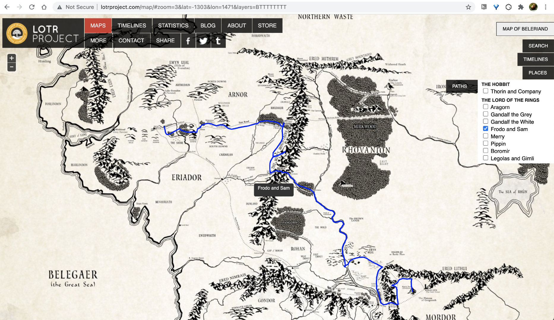 The Fellowship of the Ring 路线图