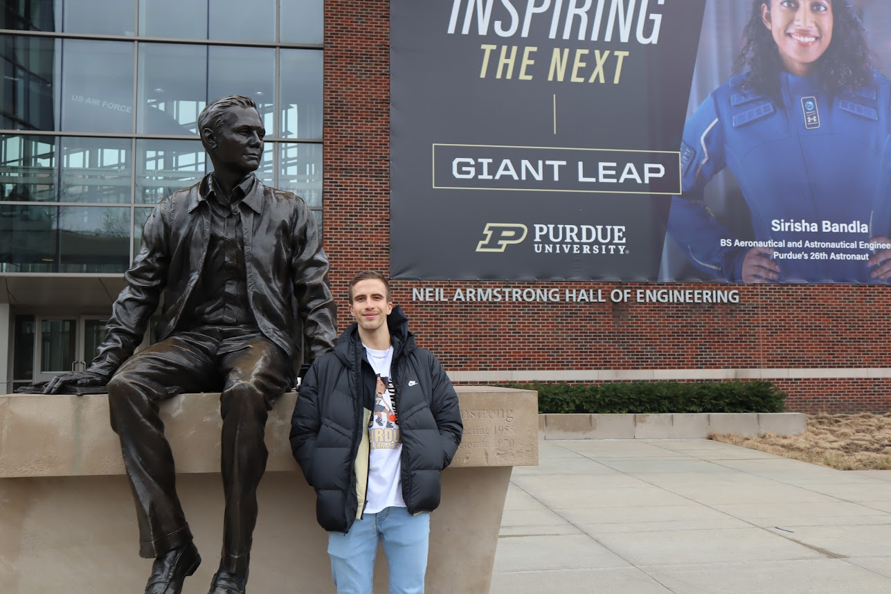 Outside the Armstrong Hall of Engineering