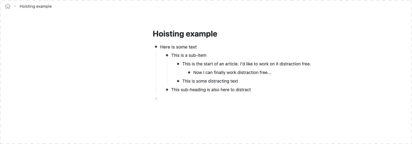 Example of hoisting from Workflowy