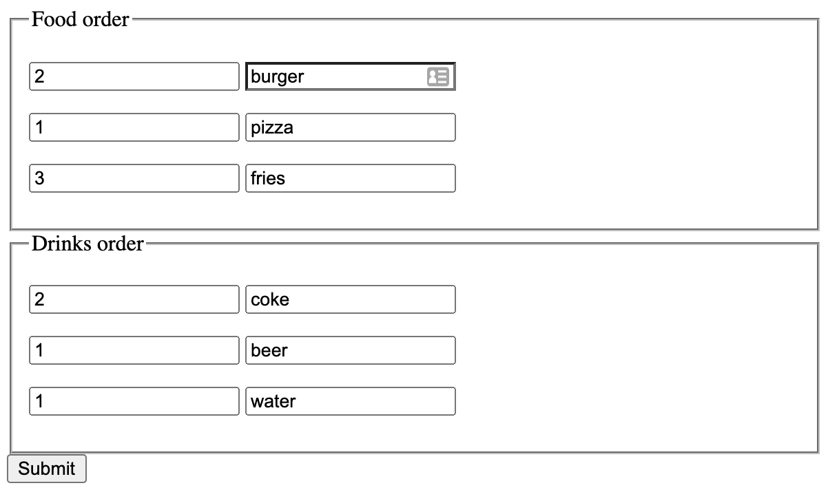 HTML form example