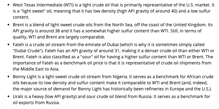 Details about several different oil blends around the world.