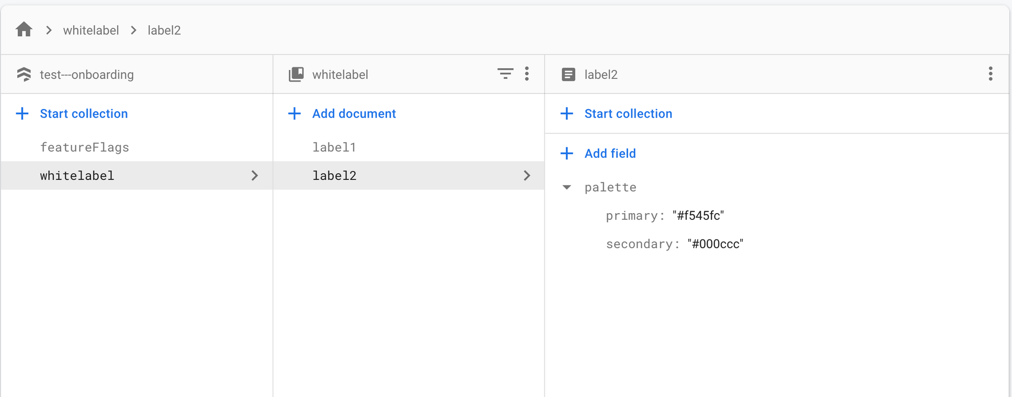 Accessible viewing and reading: this is an image showing my particular firebase store before the script runs.