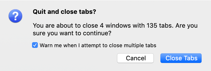 Screenshot of Firefox close tabs dialog. 