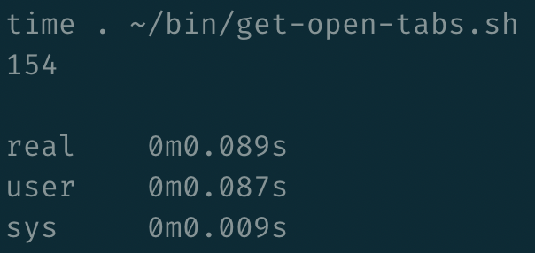 timing the shell script gives a result of 0.089 seconds