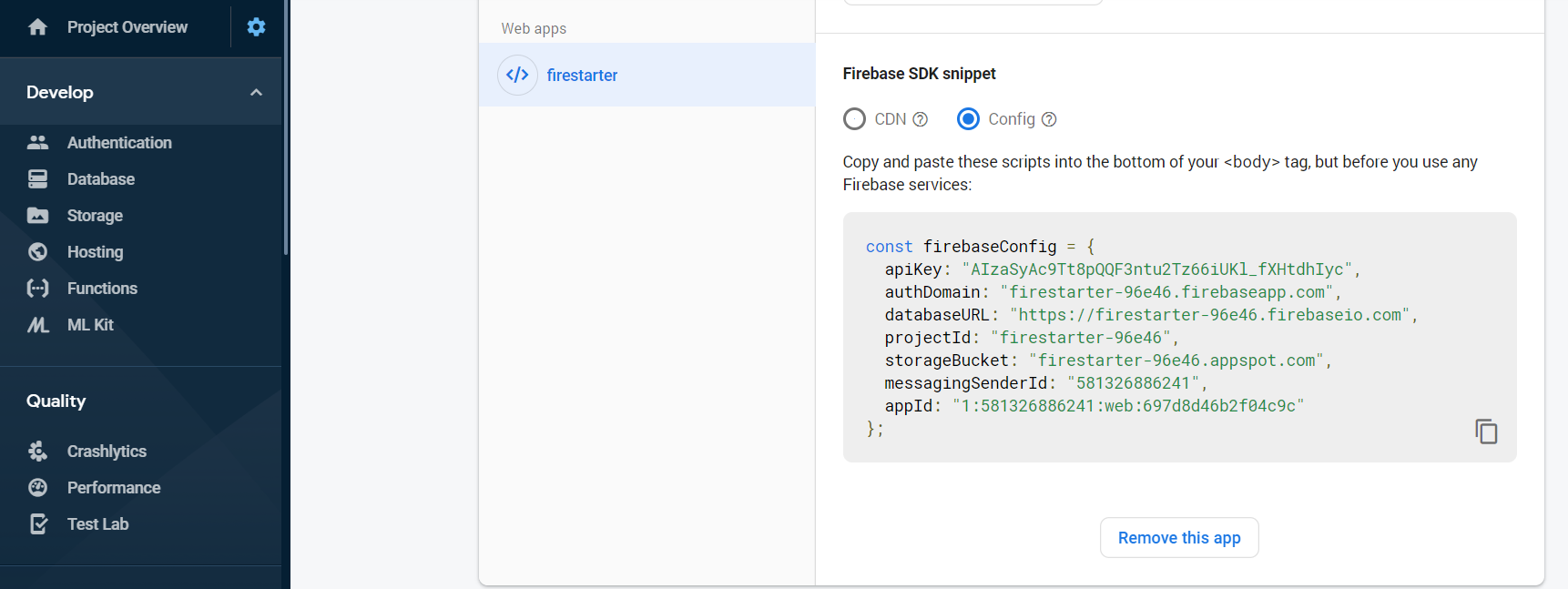 firebase config