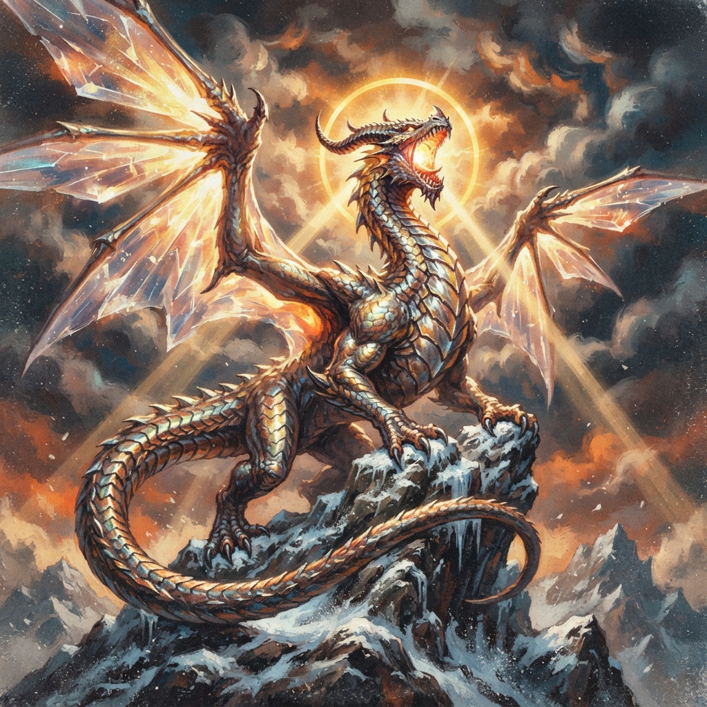 Empyreal Dragon (Ancient, Spellcaster), original Pathfinder 2e monster artwork by ZapGM
