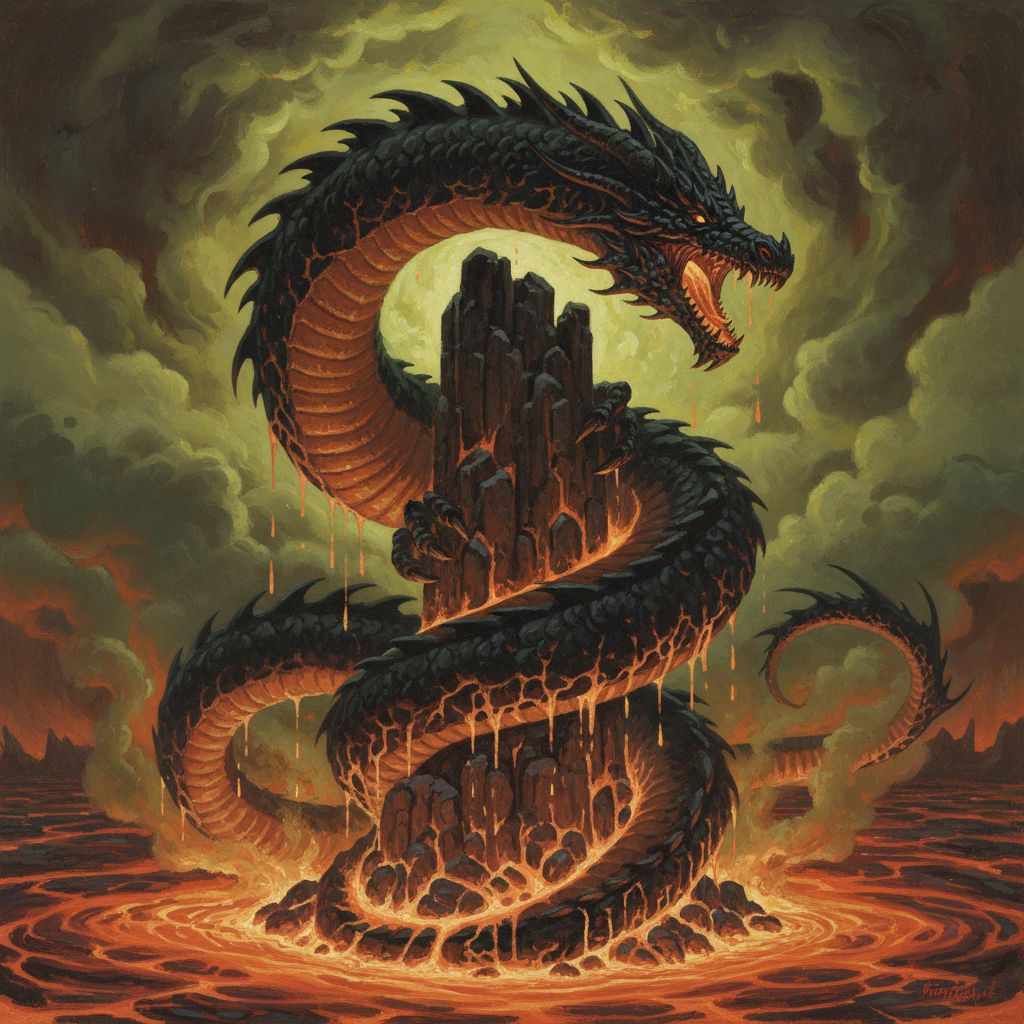 Ancient Underworld Dragon, original Pathfinder 2e monster artwork by ZapGM
