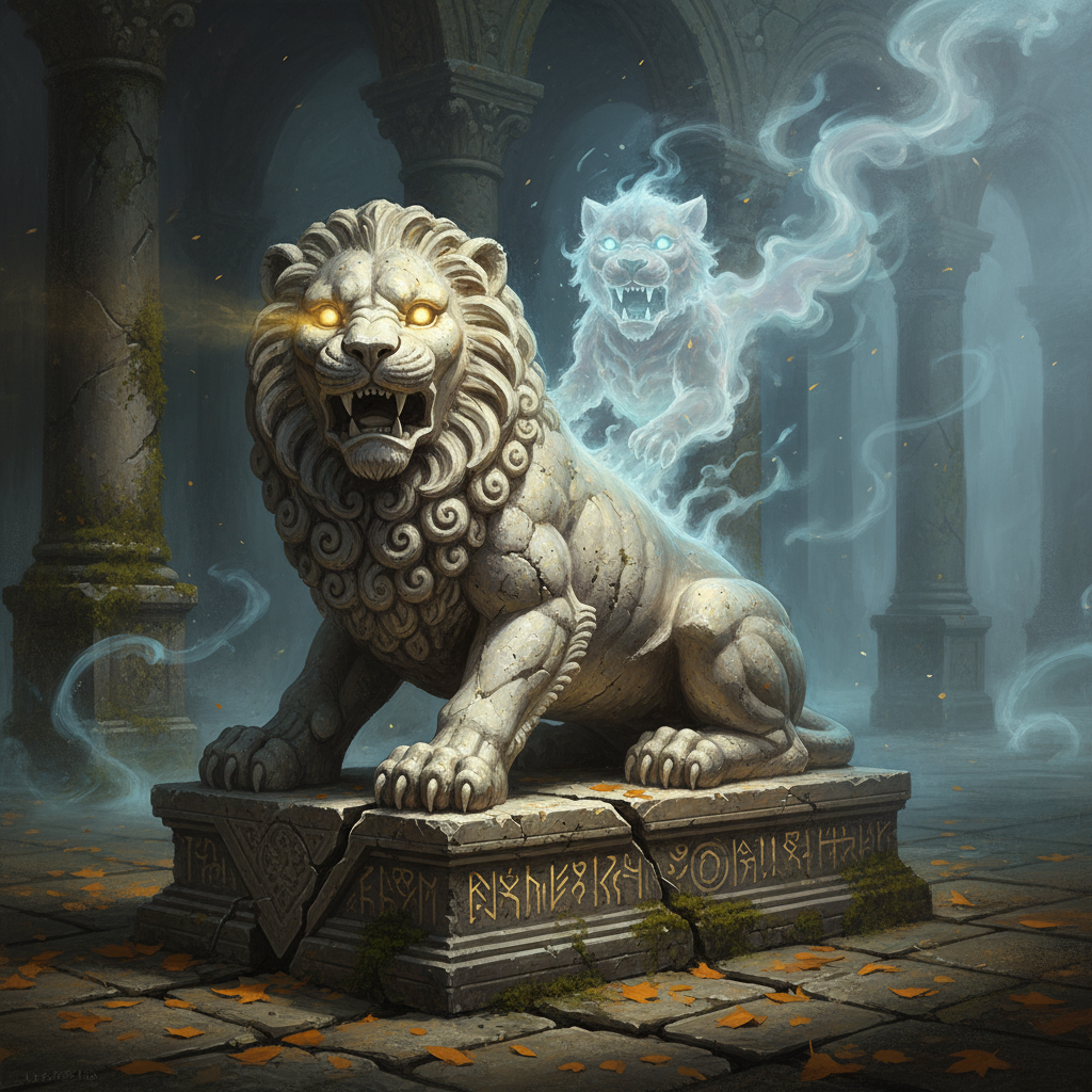 Stone Lion Cub, original Pathfinder 2e monster artwork by ZapGM