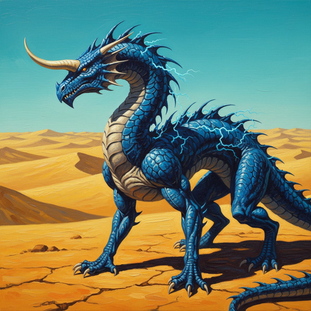 Blue Dragon Wyrmling, original D&D 5e monster artwork by ZapGM
