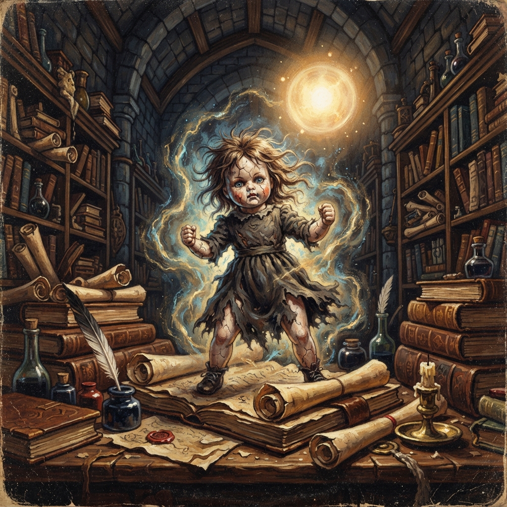 Soulbound Doll (Brave), original Pathfinder 2e monster artwork by ZapGM
