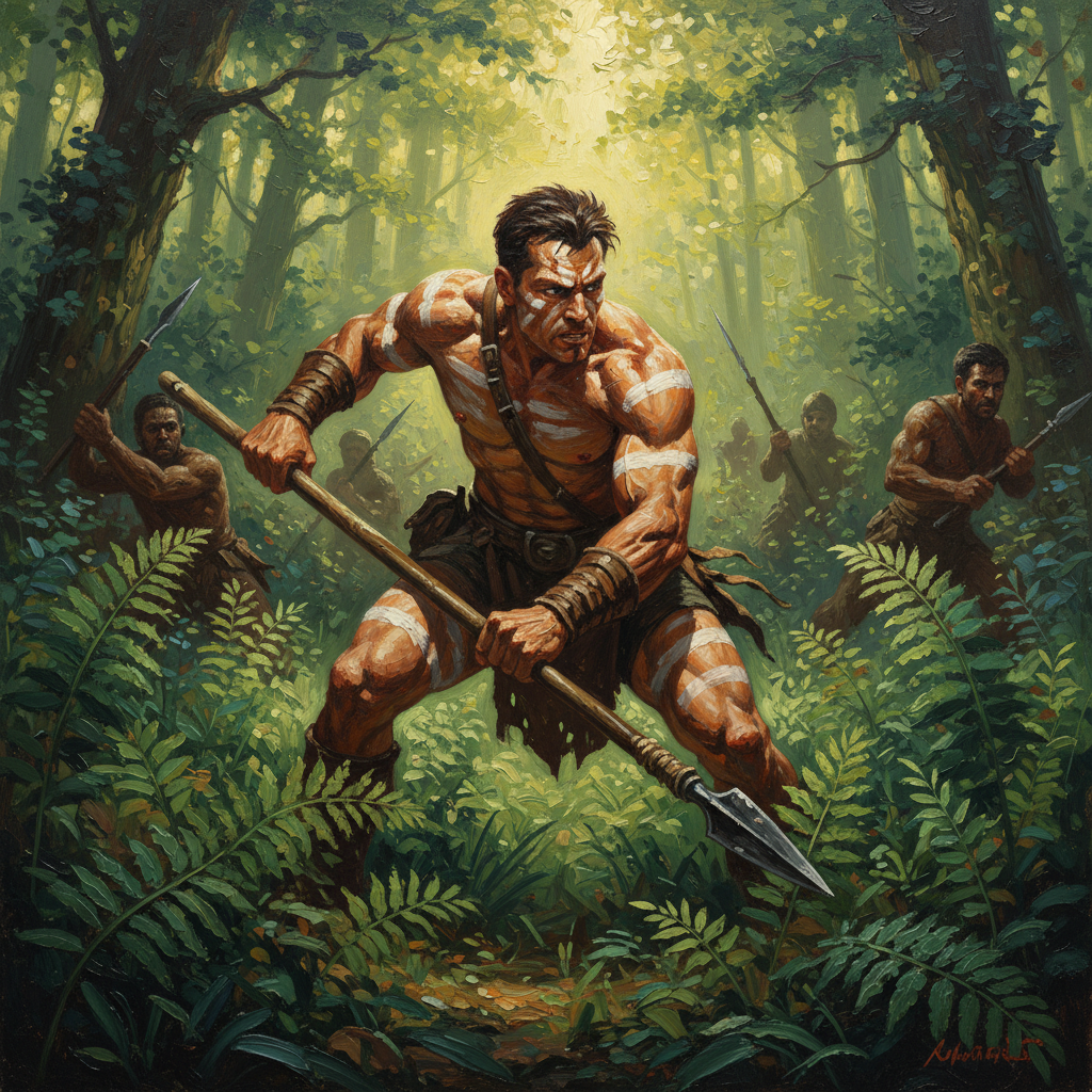 Tribal Warrior, original D&D 5e monster artwork by ZapGM
