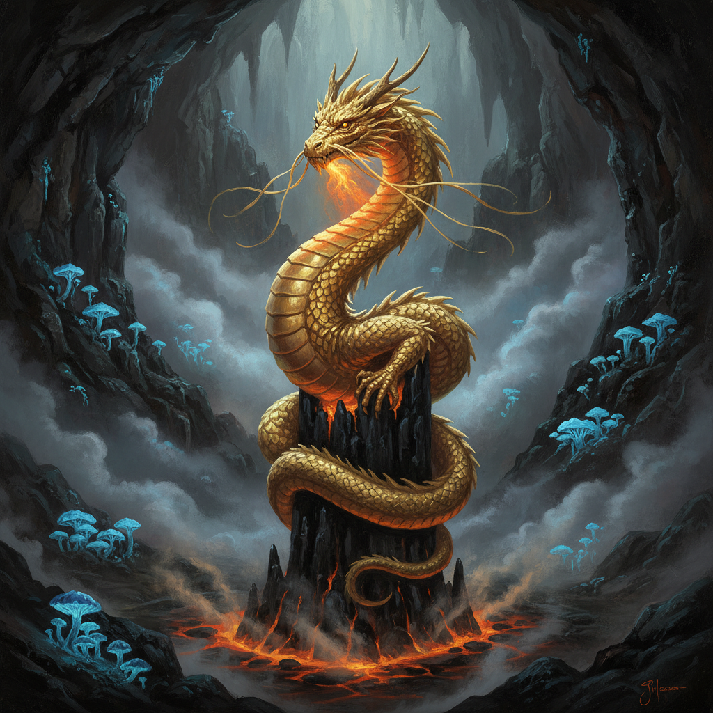 Young Gold Dragon, original D&D 5e monster artwork by ZapGM