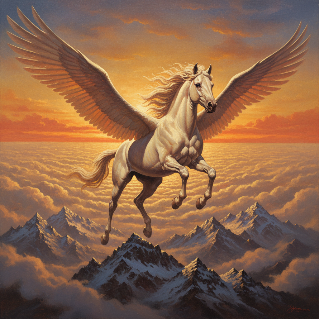 Pegasus, original Pathfinder 2e monster artwork by ZapGM