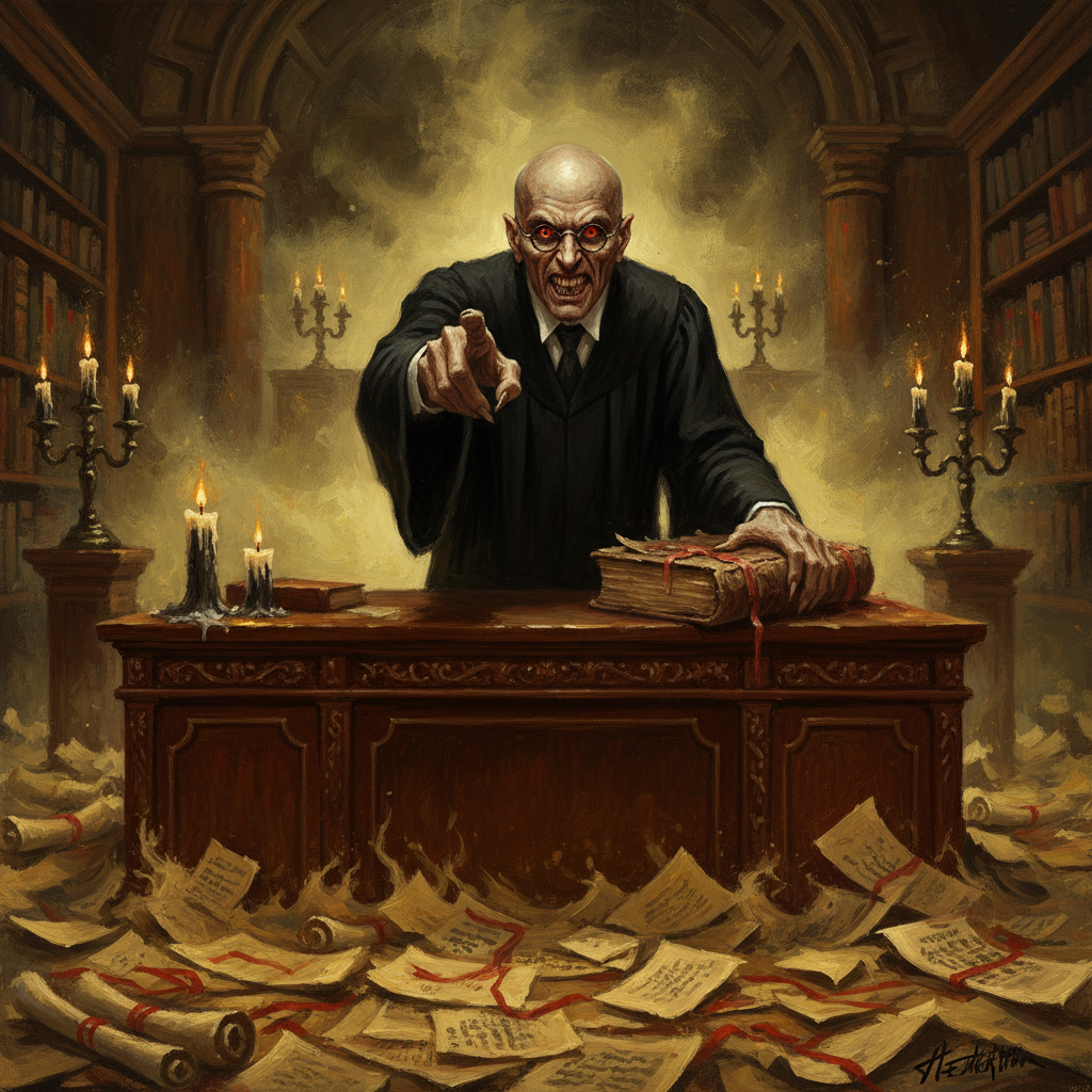 Hellbound Attorney, original Pathfinder 2e monster artwork by ZapGM