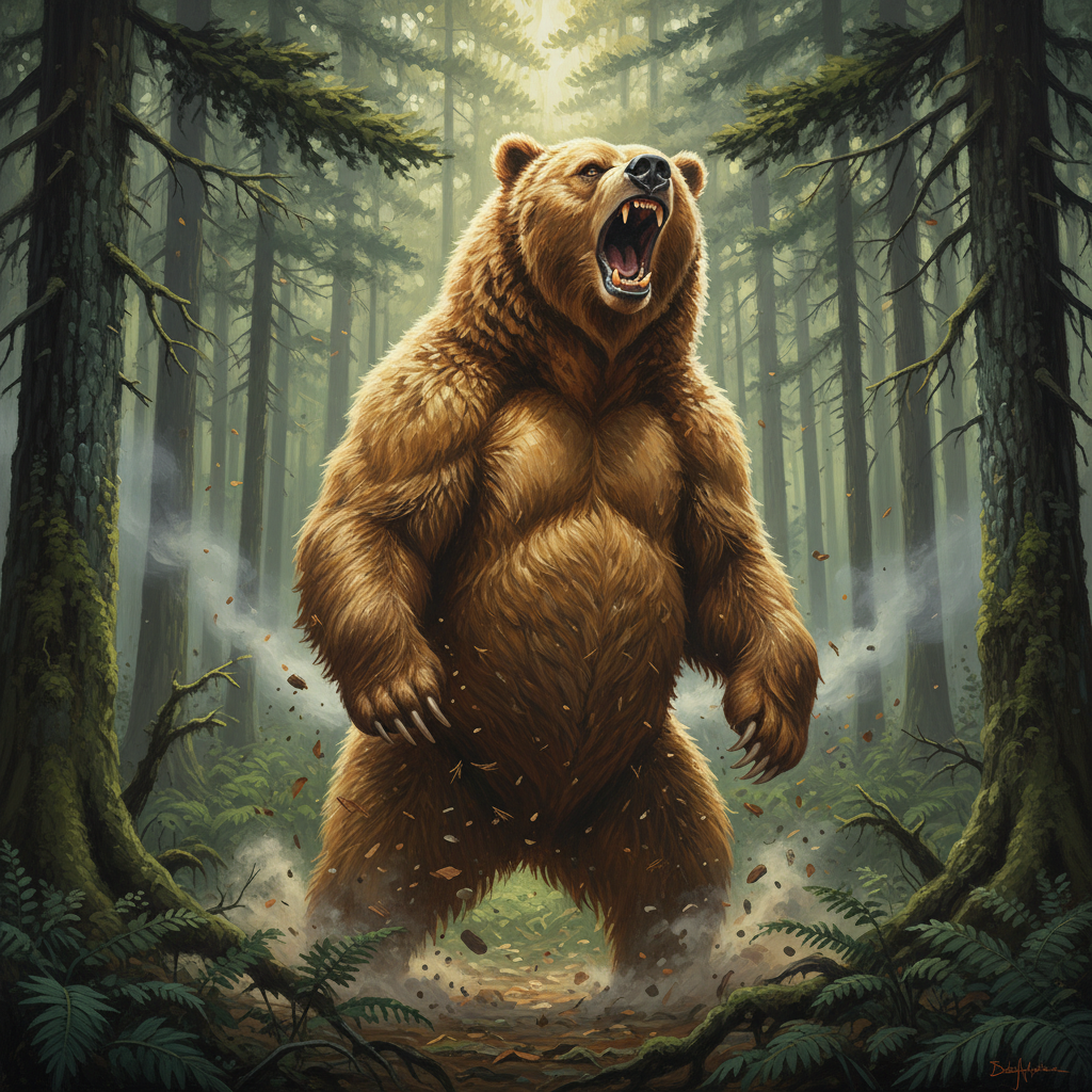 Werebear, Bear Form, original D&D 5e monster artwork by ZapGM