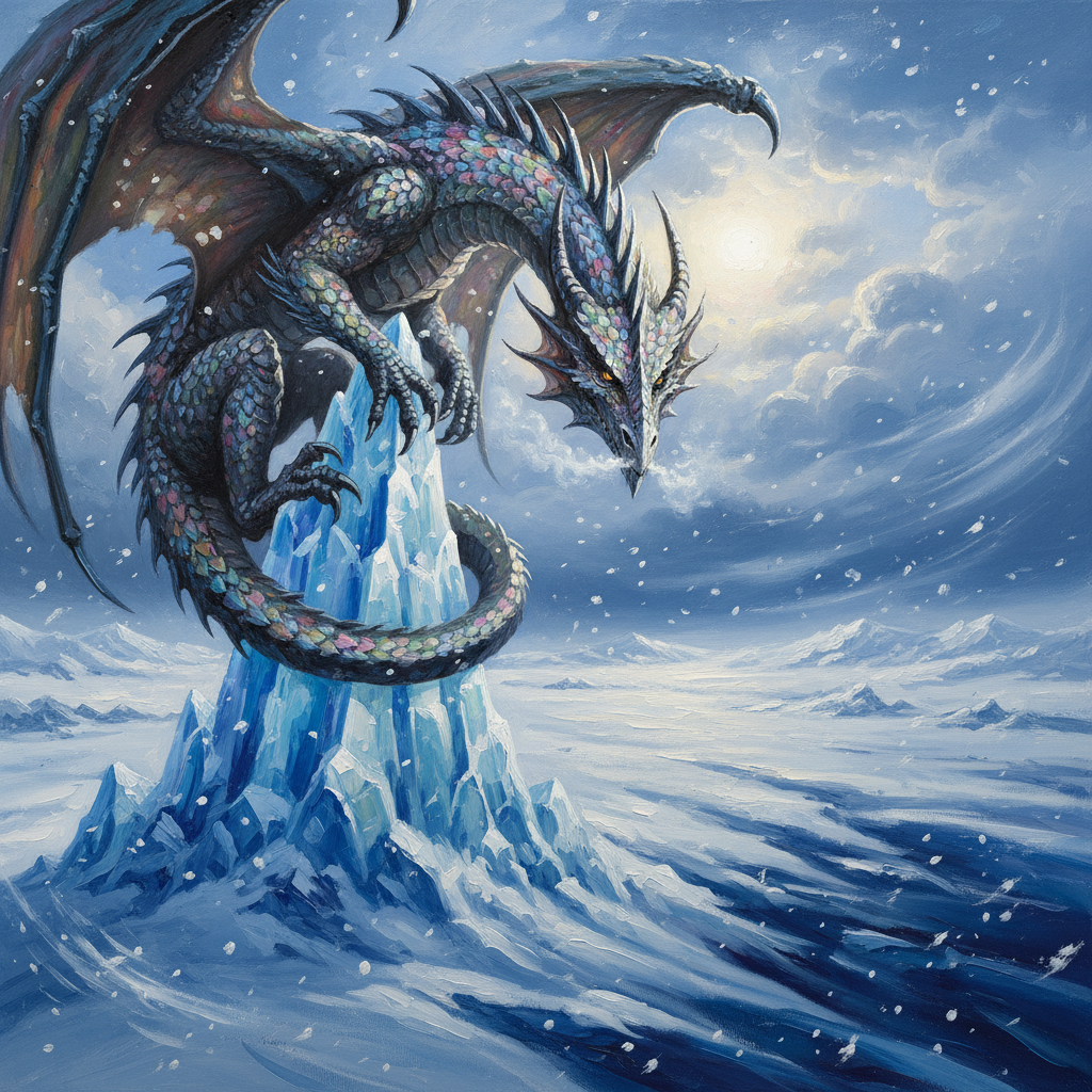 White Dragon Wyrmling, original D&D 5e monster artwork by ZapGM