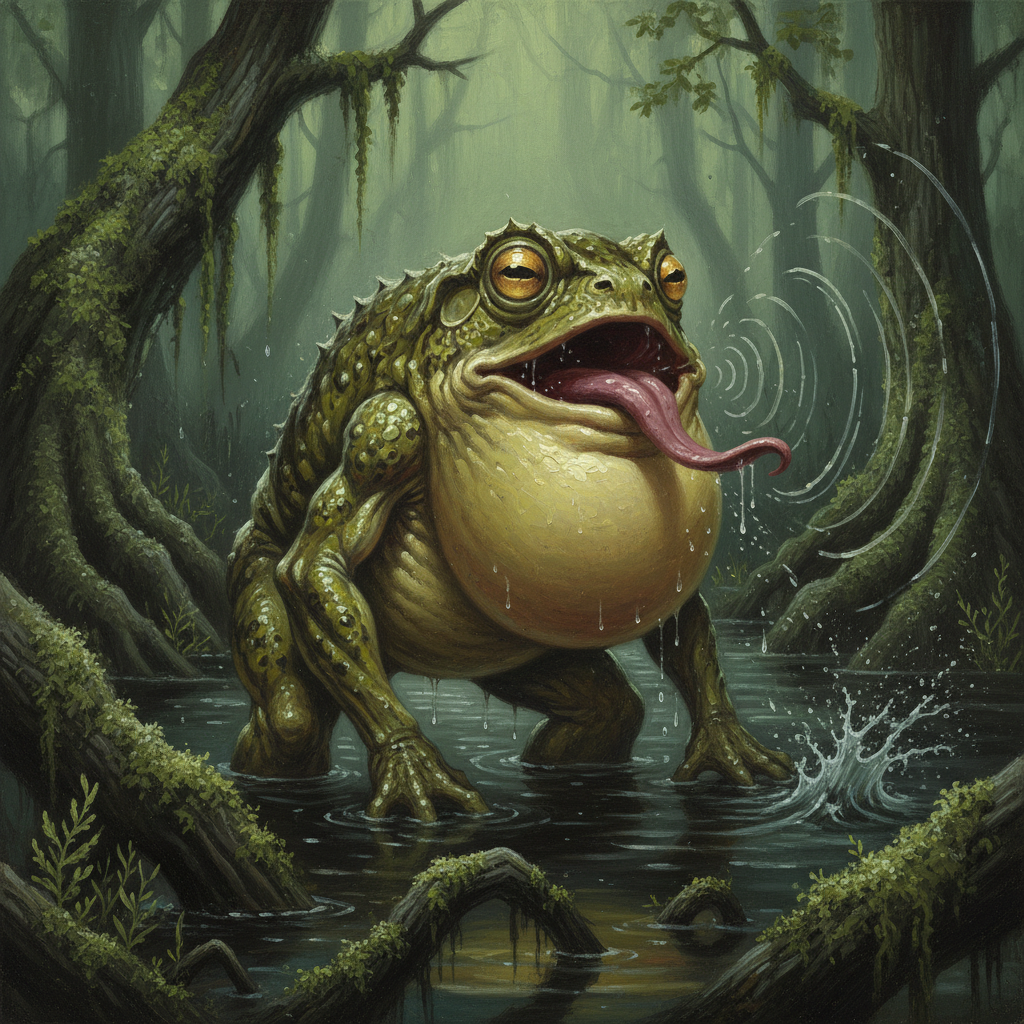 Boggard Swampseer, original Pathfinder 2e monster artwork by ZapGM