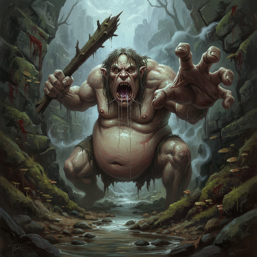 Ogre Glutton, original Pathfinder 2e monster artwork by ZapGM