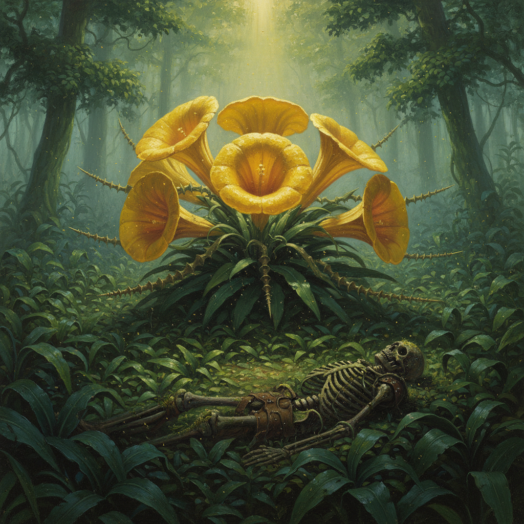 Yellow Musk Creeper, original Pathfinder 2e monster artwork by ZapGM
