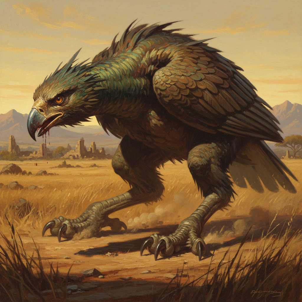 Terror Bird, original Pathfinder 2e monster artwork by ZapGM