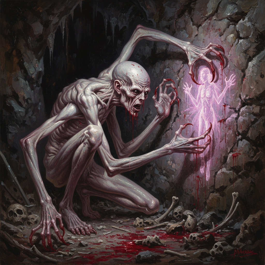 Blood Painter, original Pathfinder 2e monster artwork by ZapGM