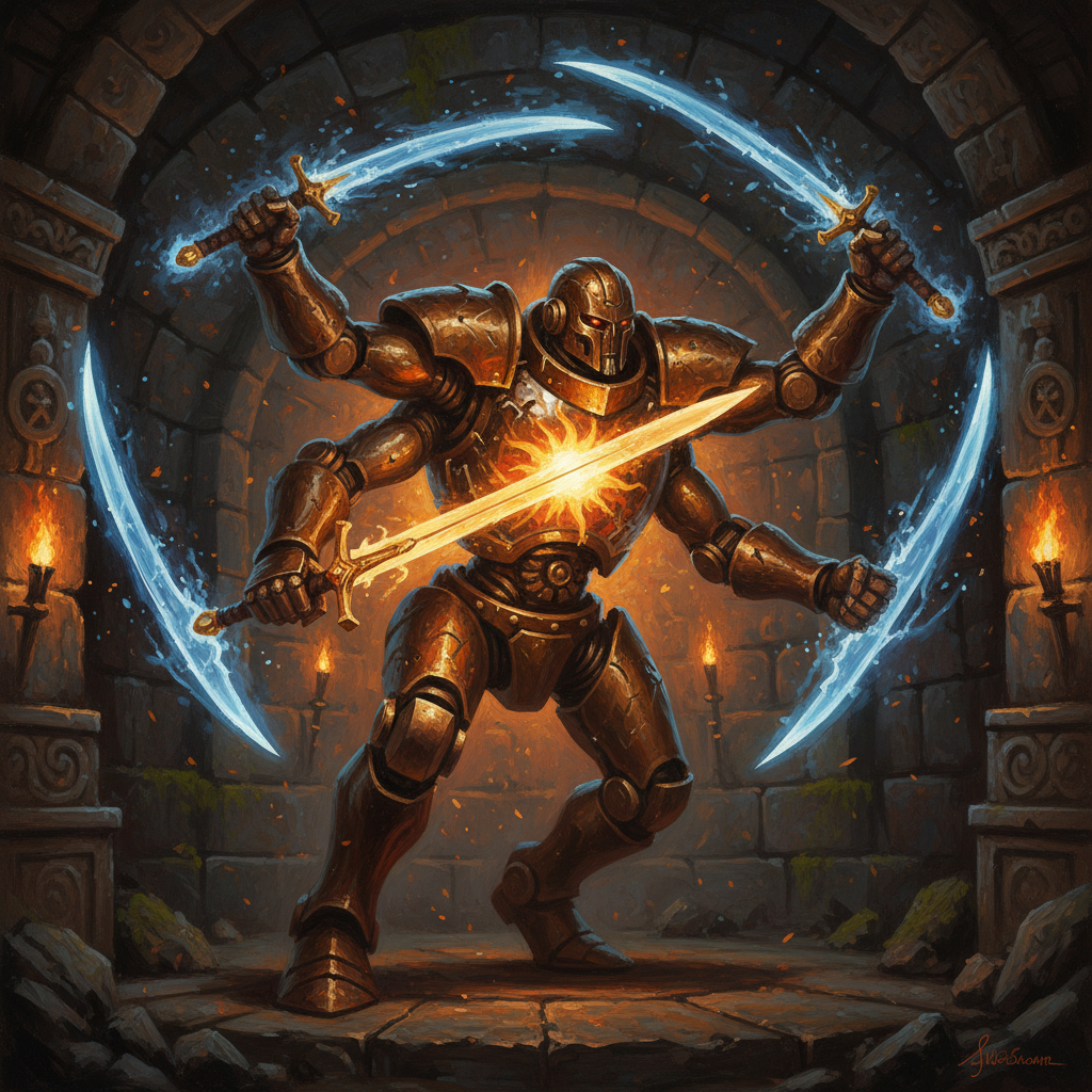 Swordkeeper, original Pathfinder 2e monster artwork by ZapGM