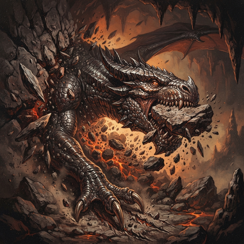 Adamantine Dragon (Ancient, Spellcaster), original Pathfinder 2e monster artwork by ZapGM