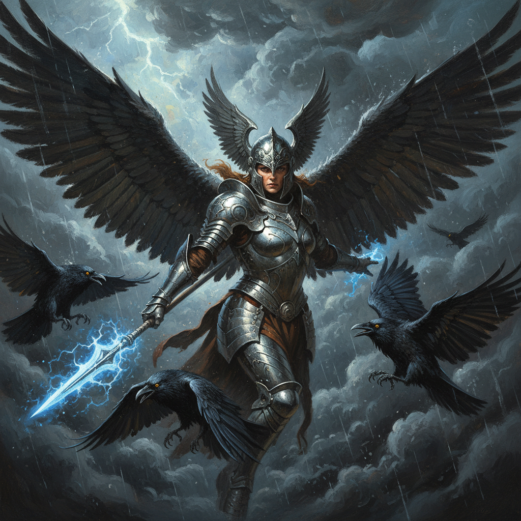 Valkyrie, original Pathfinder 2e monster artwork by ZapGM