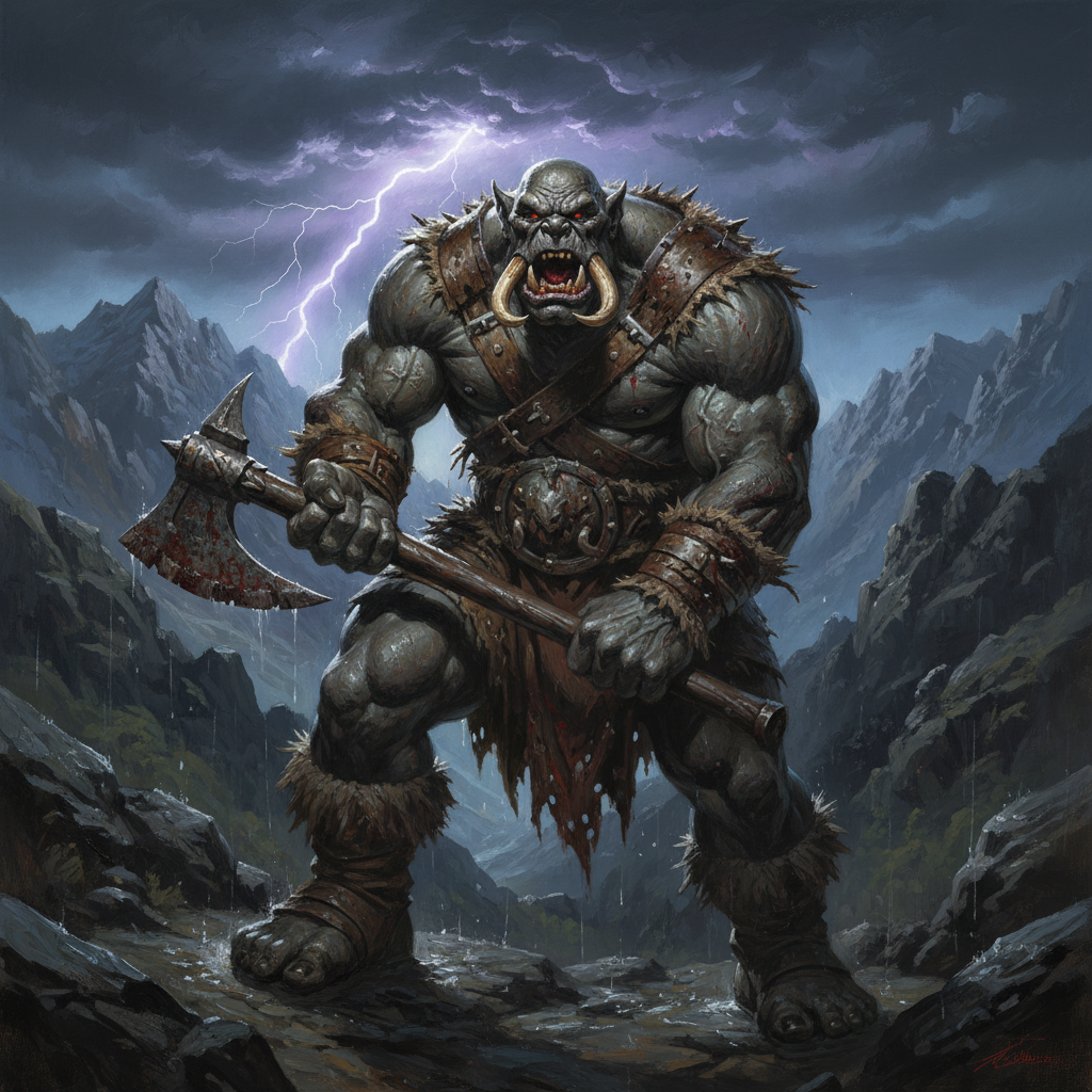 Orc Brute, original Pathfinder 2e monster artwork by ZapGM