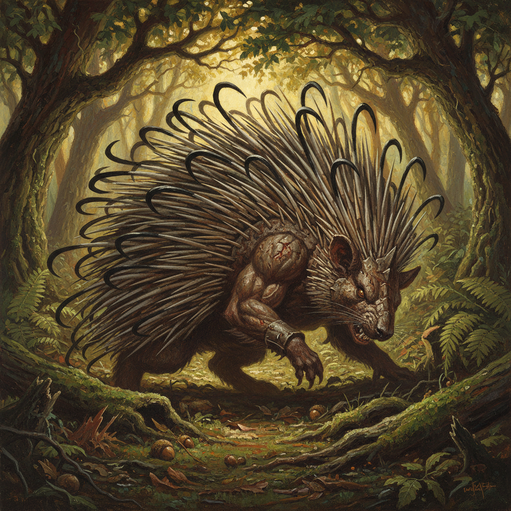 Giant Porcupine, original Pathfinder 2e monster artwork by ZapGM