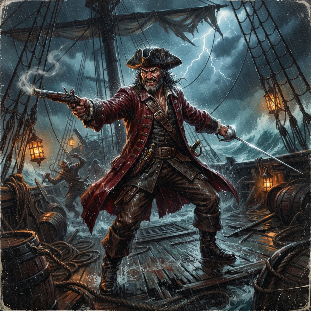 Pirate Captain, original D&D 5e monster artwork by ZapGM