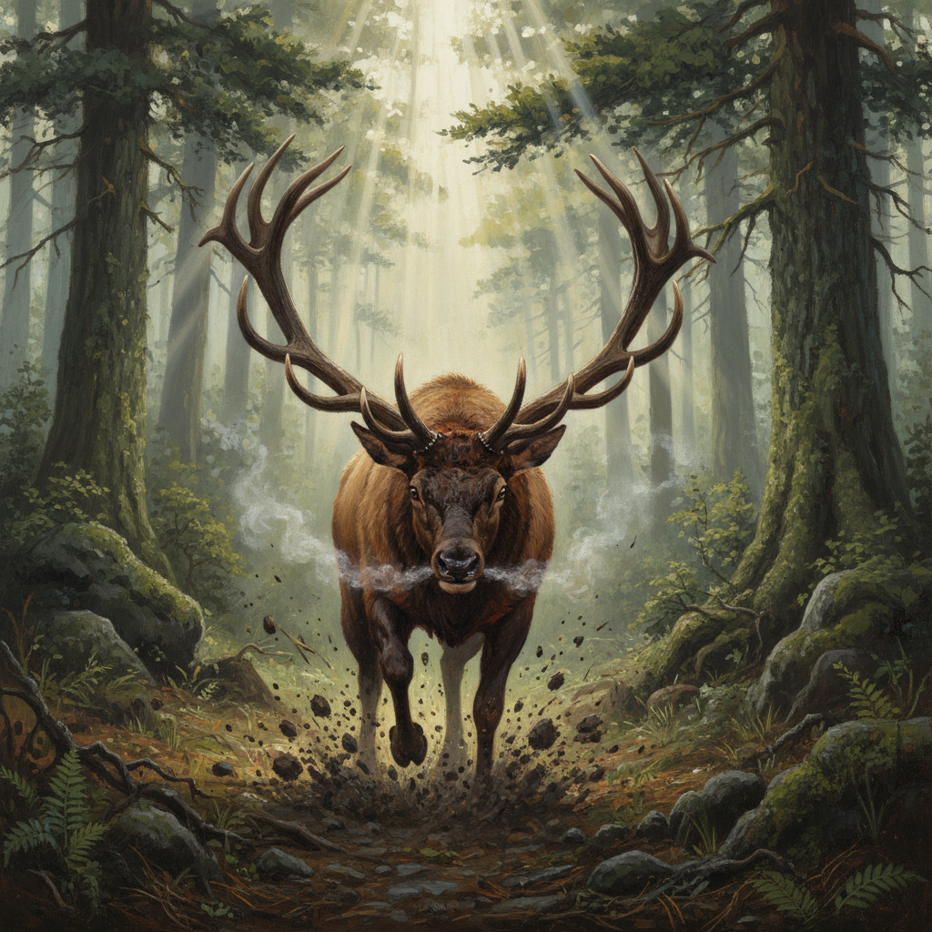 Elk, original D&D 5e monster artwork by ZapGM