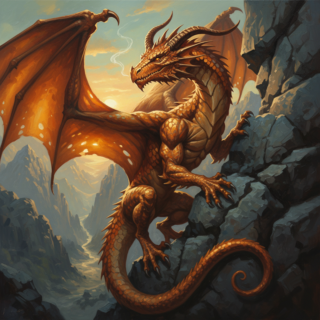 Adult Copper Dragon, original Pathfinder 2e monster artwork by ZapGM