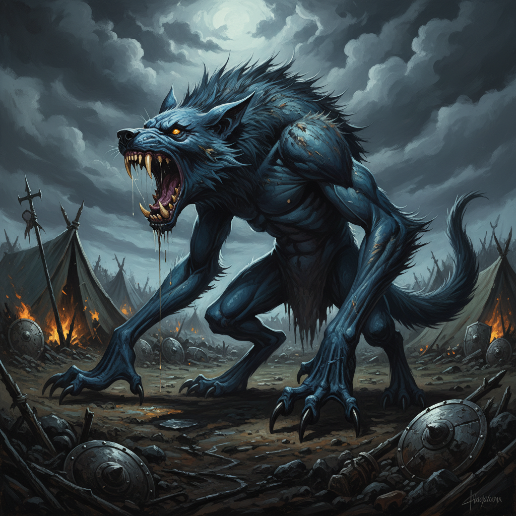 Barghest, original Pathfinder 2e monster artwork by ZapGM