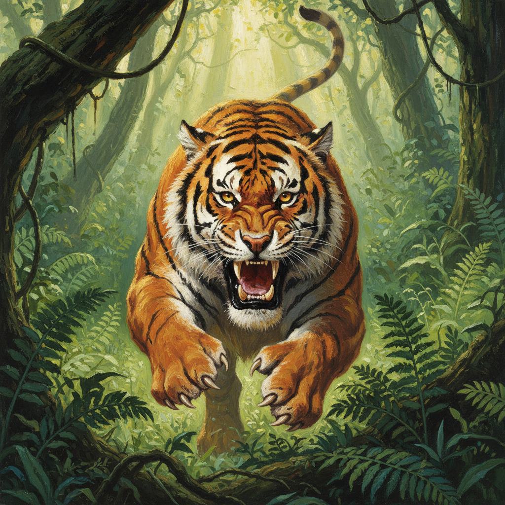 Tiger, original D&D 5e monster artwork by ZapGM