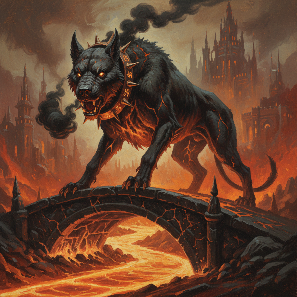 Nessian Warhound, original Pathfinder 2e monster artwork by ZapGM