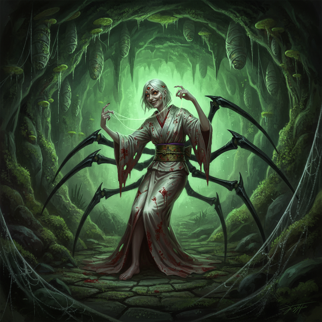 Jorogumo, original Pathfinder 2e monster artwork by ZapGM