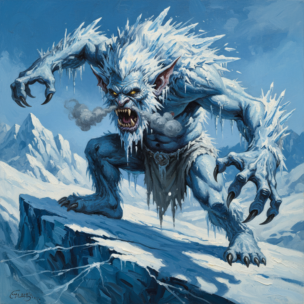 Frost Troll, original Pathfinder 2e monster artwork by ZapGM