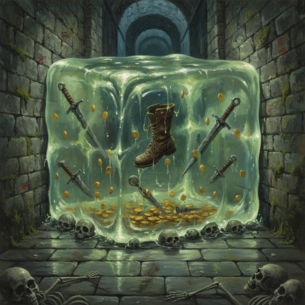 Gelatinous Cube, original Pathfinder 2e monster artwork by ZapGM