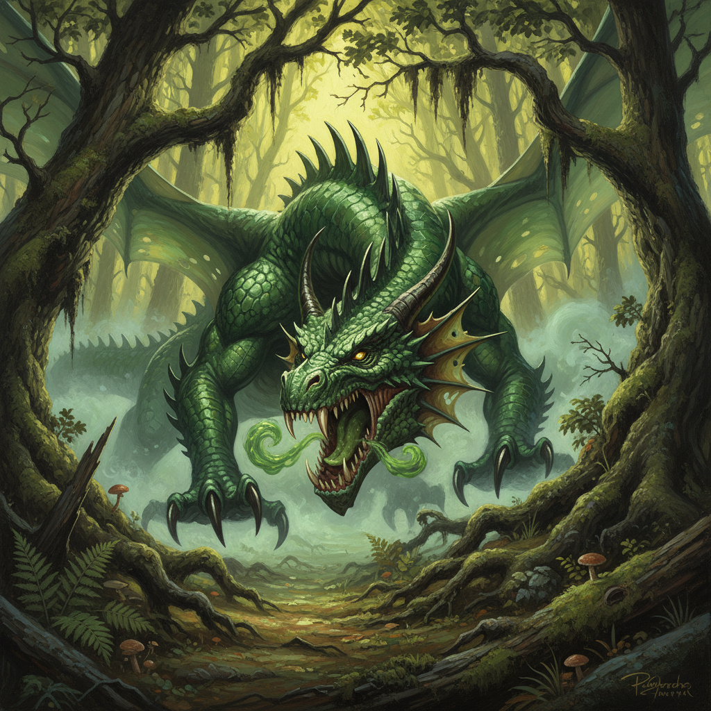 Ancient Green Dragon, original D&D 5e monster artwork by ZapGM