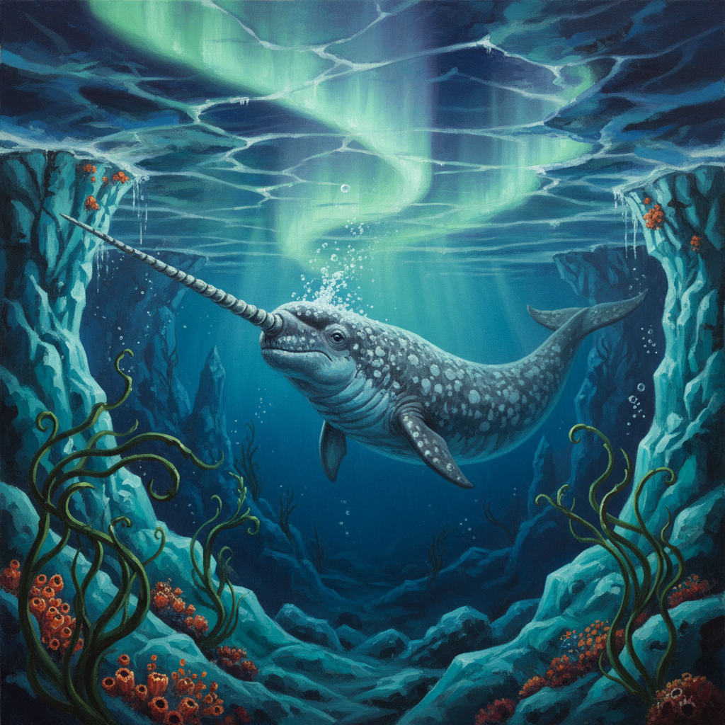Narwhal, original Pathfinder 2e monster artwork by ZapGM