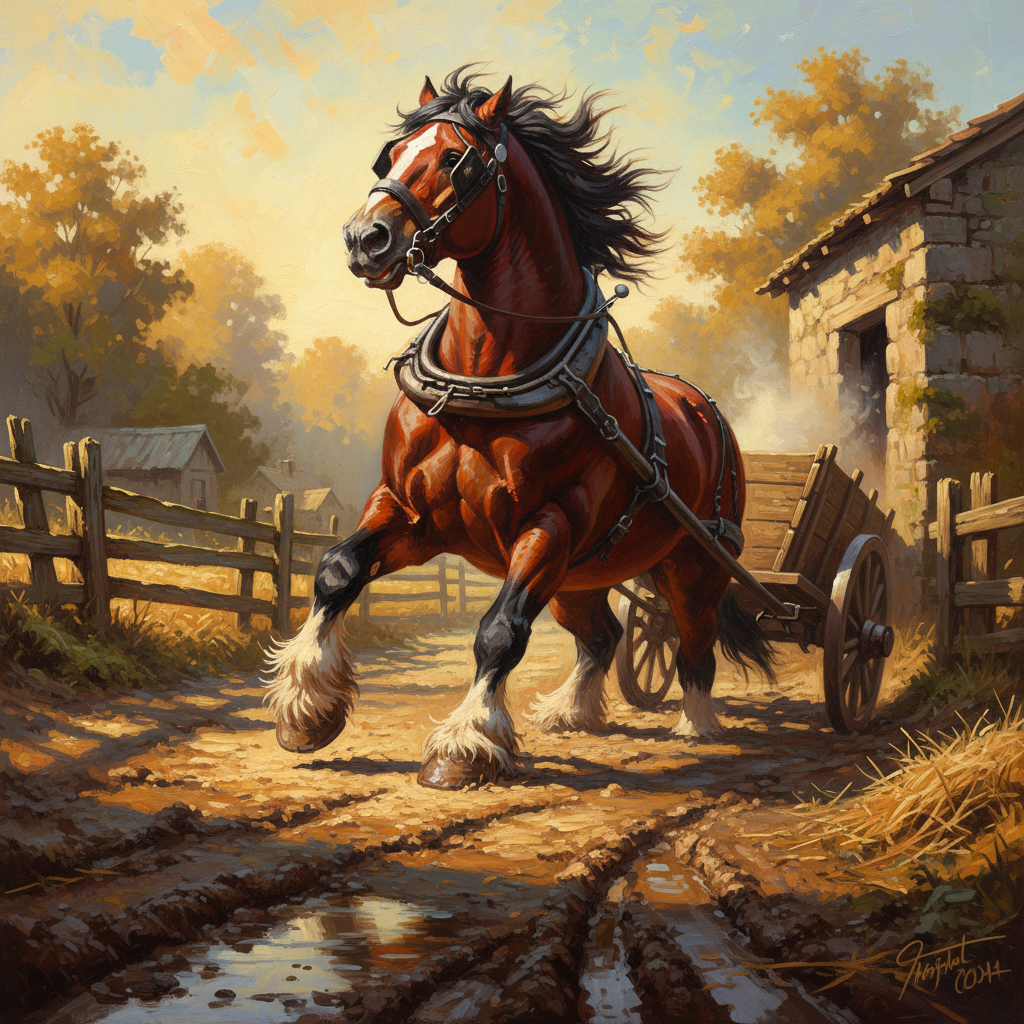 Draft Horse, original D&D 5e monster artwork by ZapGM