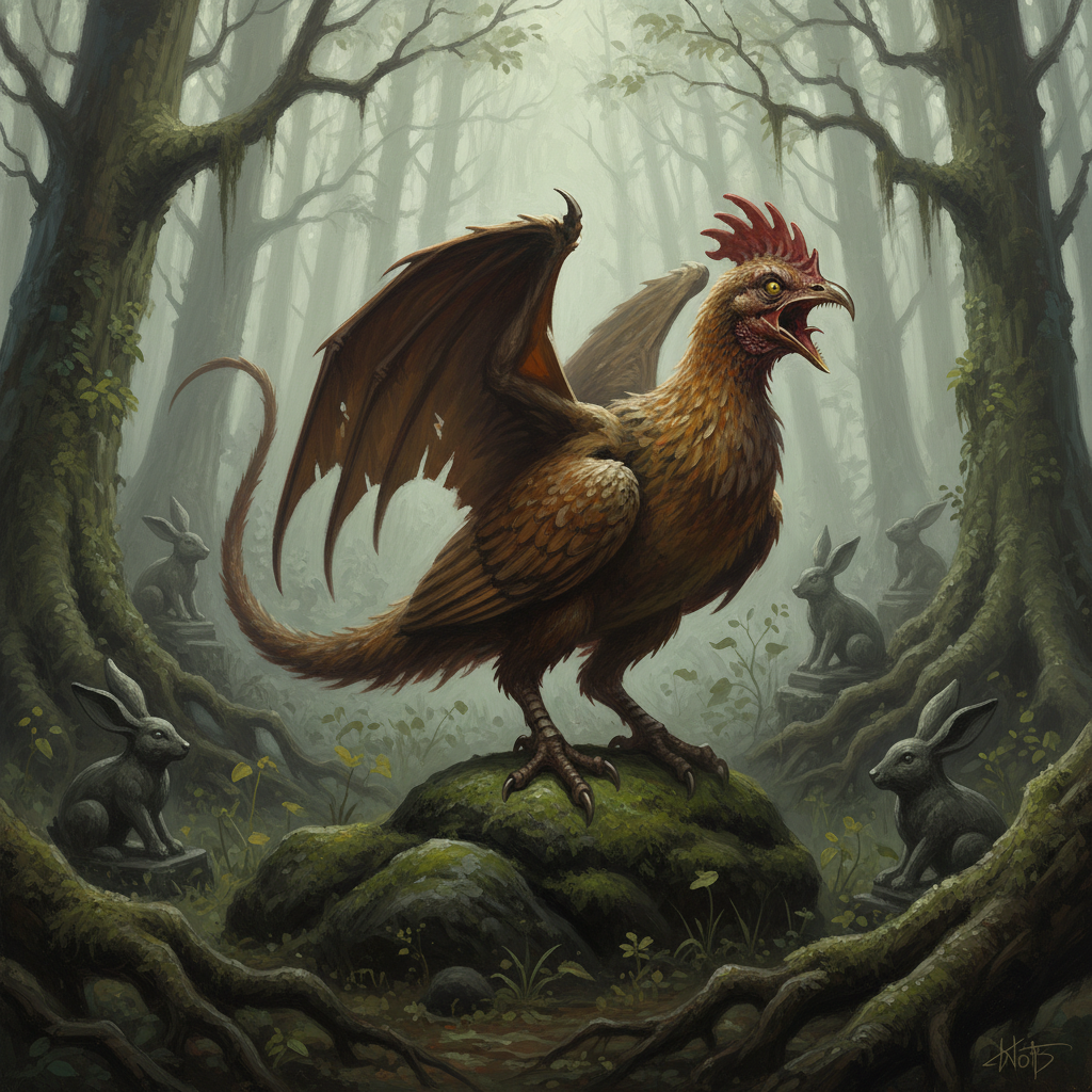 Cockatrice, original D&D 5e monster artwork by ZapGM