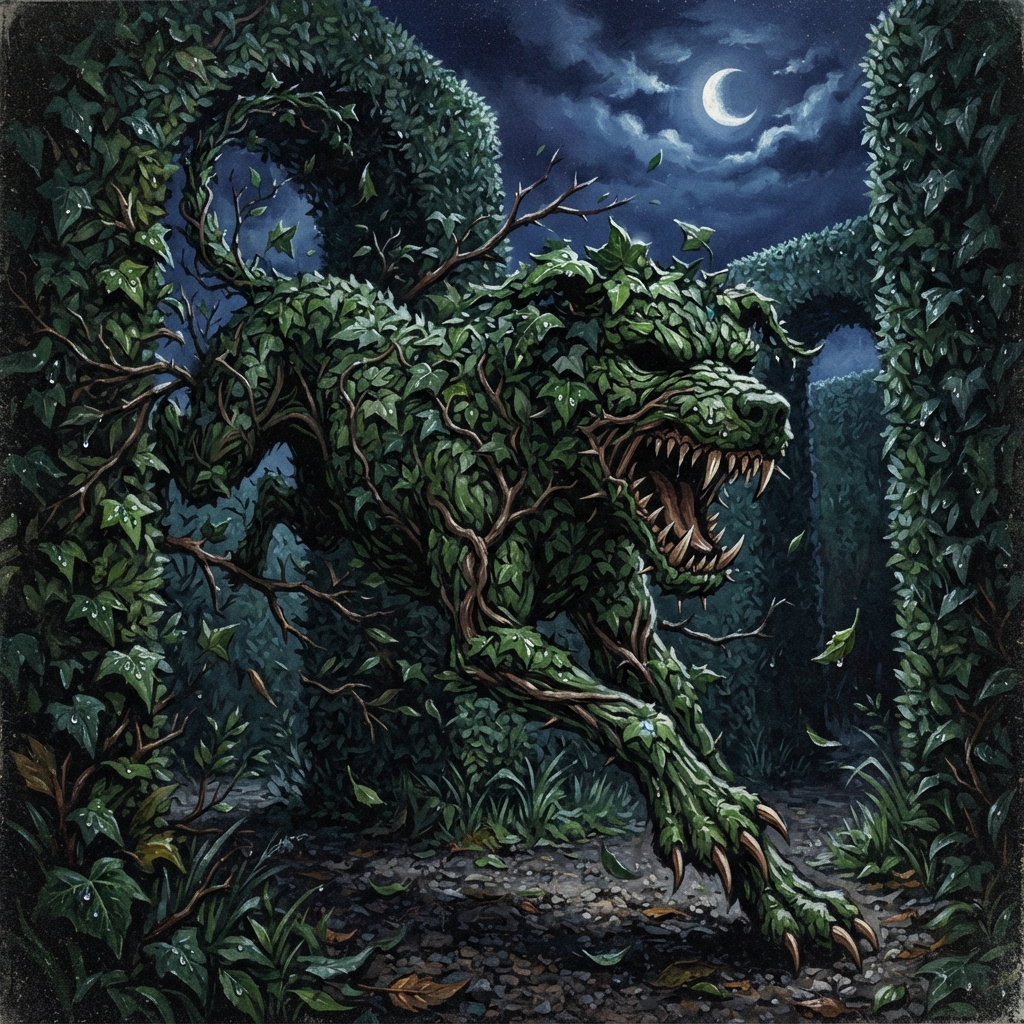 Hound Topiary, original Pathfinder 2e monster artwork by ZapGM