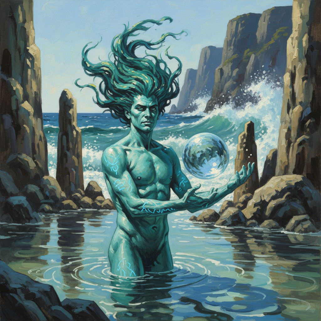 Undine Hydromancer, original Pathfinder 2e monster artwork by ZapGM