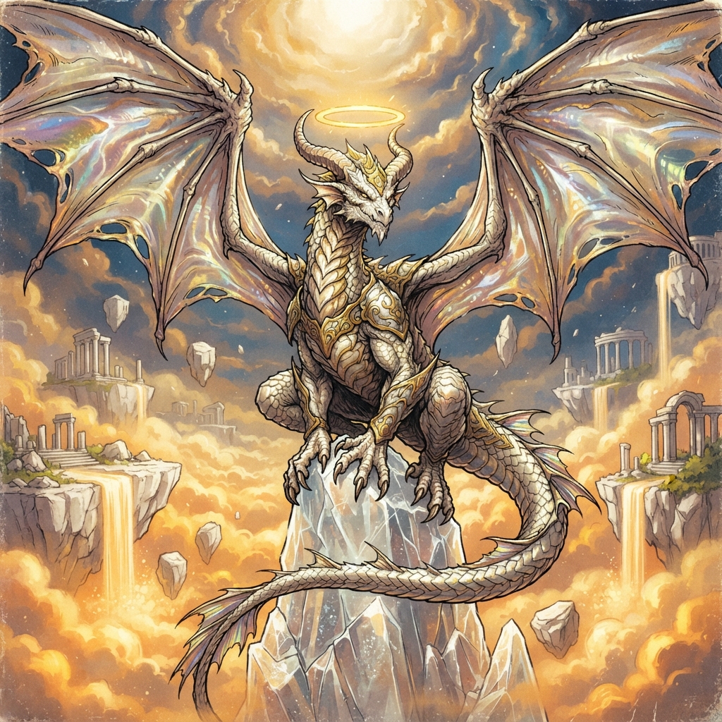 Empyreal Dragon (Ancient), original Pathfinder 2e monster artwork by ZapGM