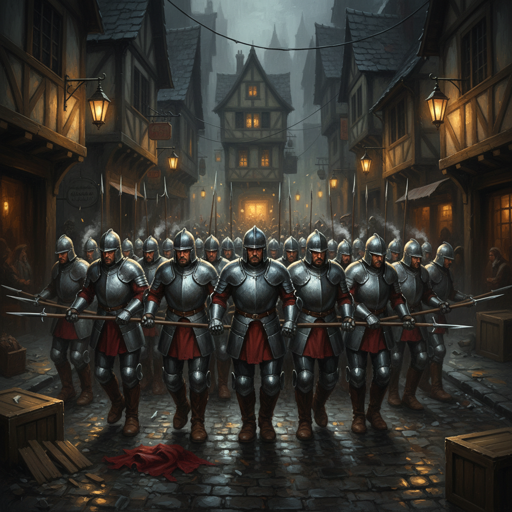 City Guard Squadron, original Pathfinder 2e monster artwork by ZapGM