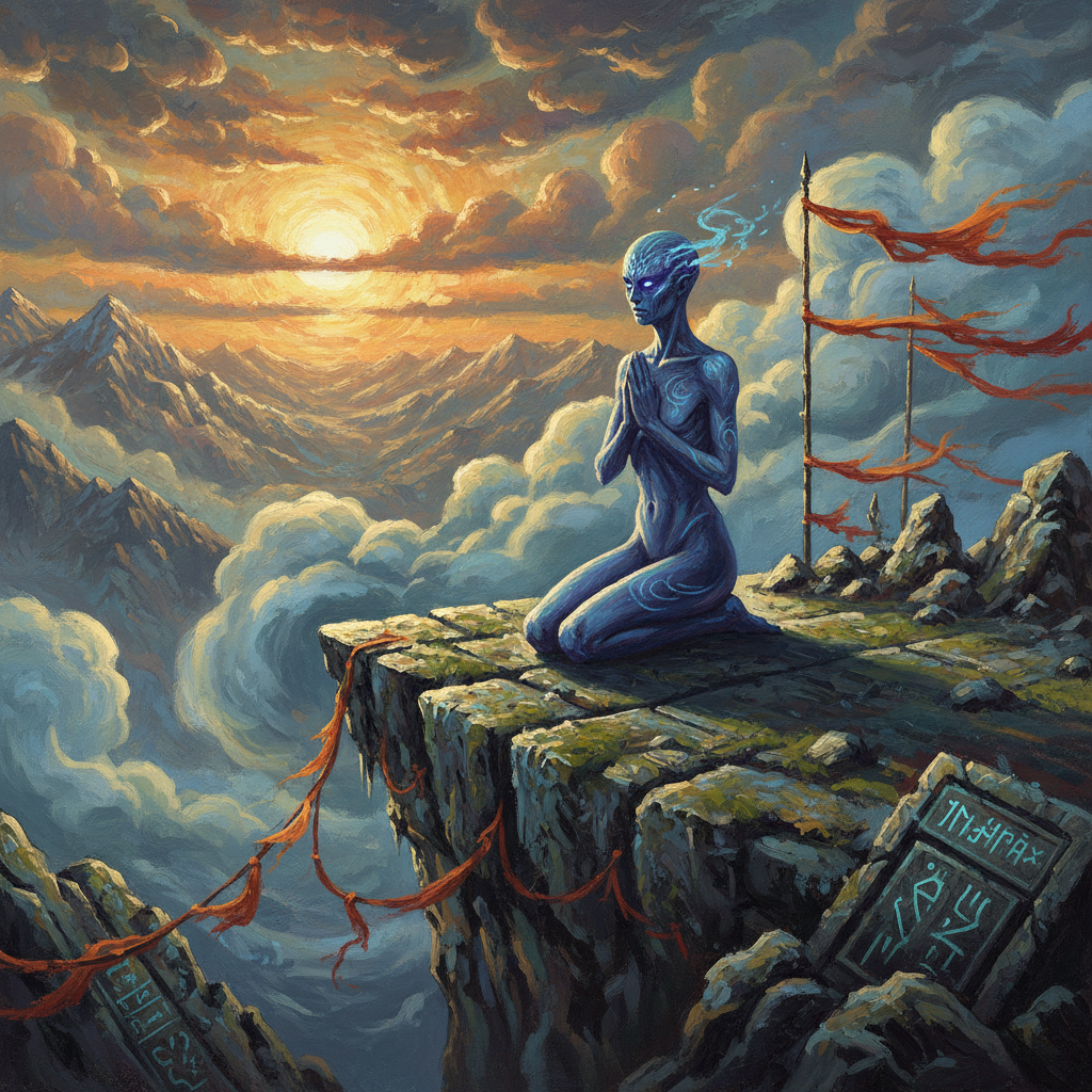Samsaran Anchorite, original Pathfinder 2e monster artwork by ZapGM