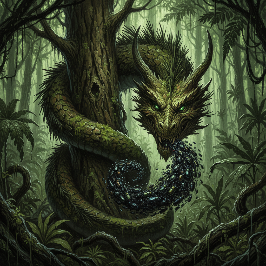 Young Forest Dragon, original Pathfinder 2e monster artwork by ZapGM