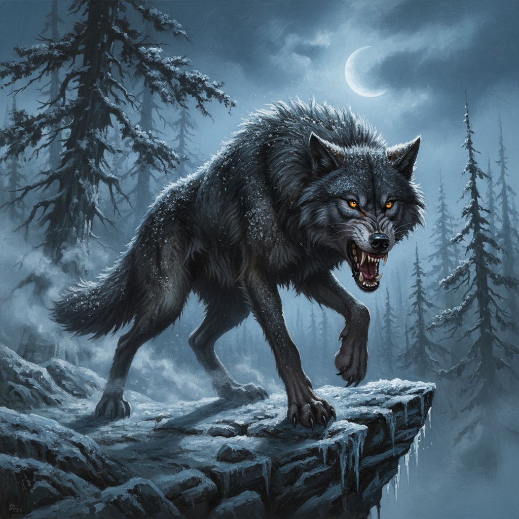 Wolf, original Pathfinder 2e monster artwork by ZapGM